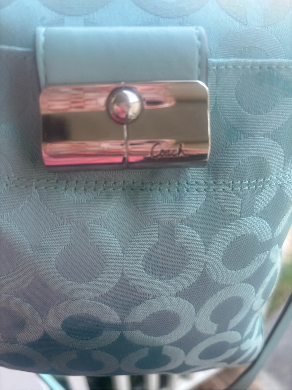 Coach Kristin 2009 RARE Color Teal/Turquoise Signature SwingPack . - Picture 4 of 8